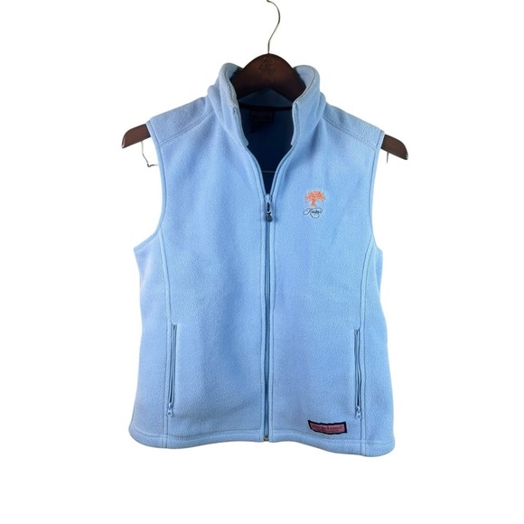 Vineyard Vines Jackets & Blazers - Vineyard Vines Fleece Zip Vest Women's Sz Medium Light Blue Kiawah Island